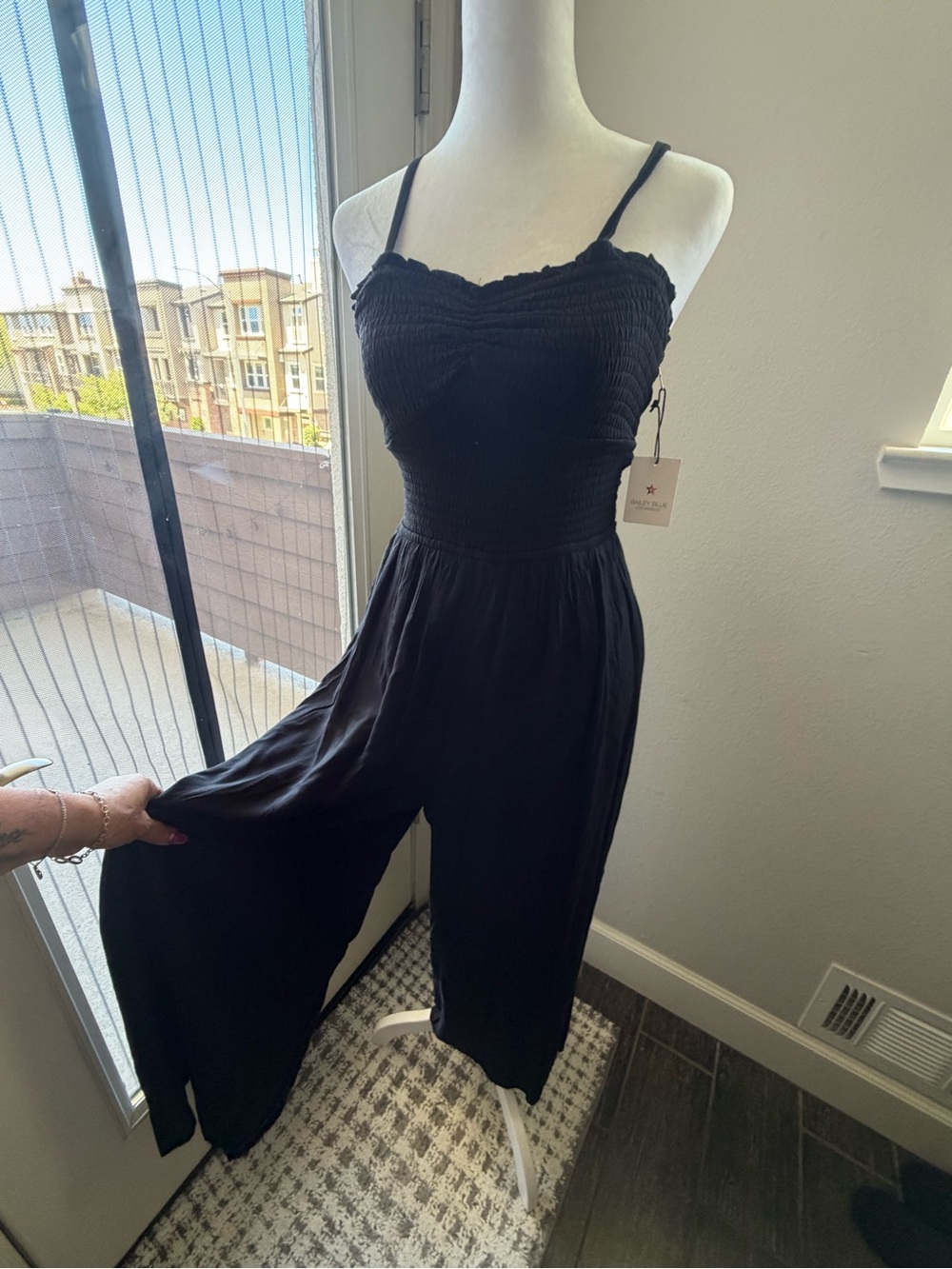Bailey 44 Black Jumpsuit with Smocked Bodice